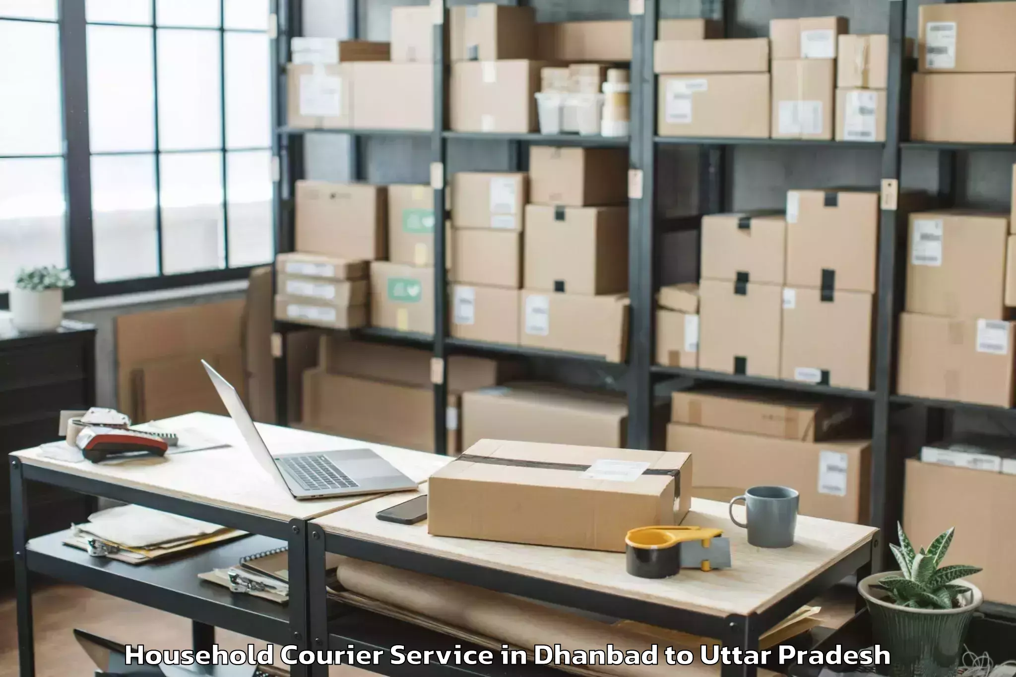 Affordable Dhanbad to Mau Aimma Household Courier